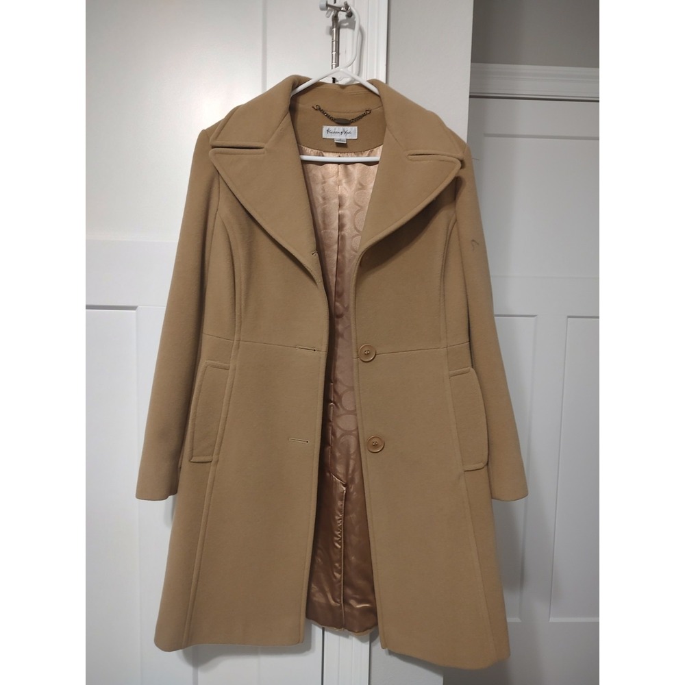 Vintage Old Money Preston And York Women's Size 8 Camel Brown Wool Coat